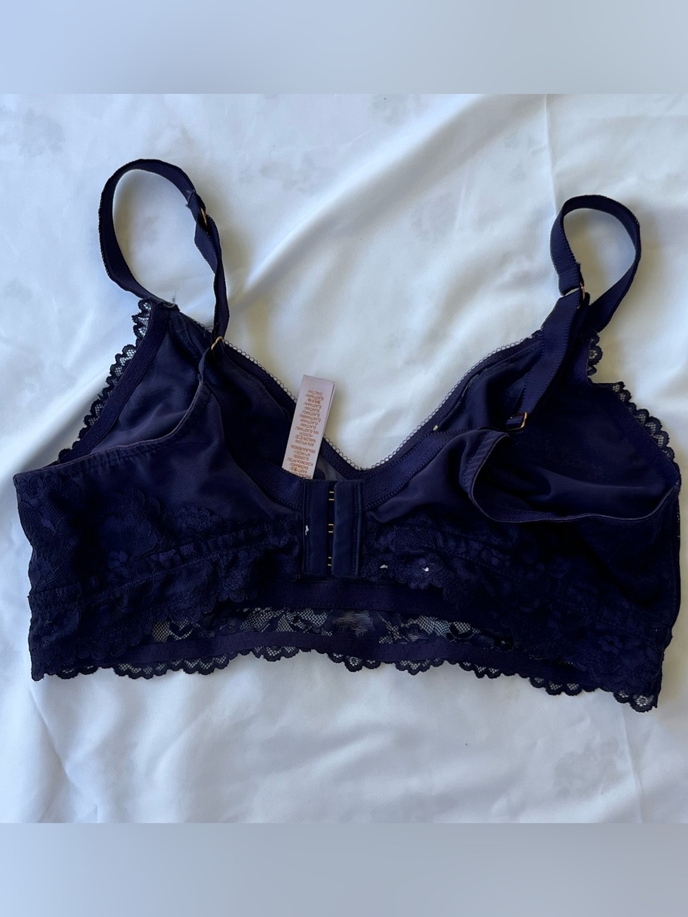 Savage X Fenty Lace Wirefree Bralette in Dark Navy - Picture 3 of 5